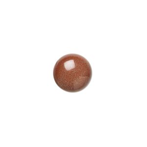 Cabochon, brown goldstone (glass) (man-made), 10mm calibrated round. Sold per pkg of 6.