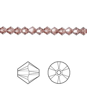Bead 48pk blush rose, Crystal Passions&reg; 4mm bicone 5328
