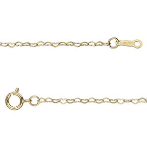 Chain 1pkg1 14Kt gold-filled cable, 1.8mm flat heart / springring clasp, 16 inch