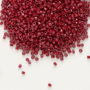 Seed bead, Delica&reg; 1pkg250g glass, #11 round, opaque brick red / outside dyed (DB-0654)