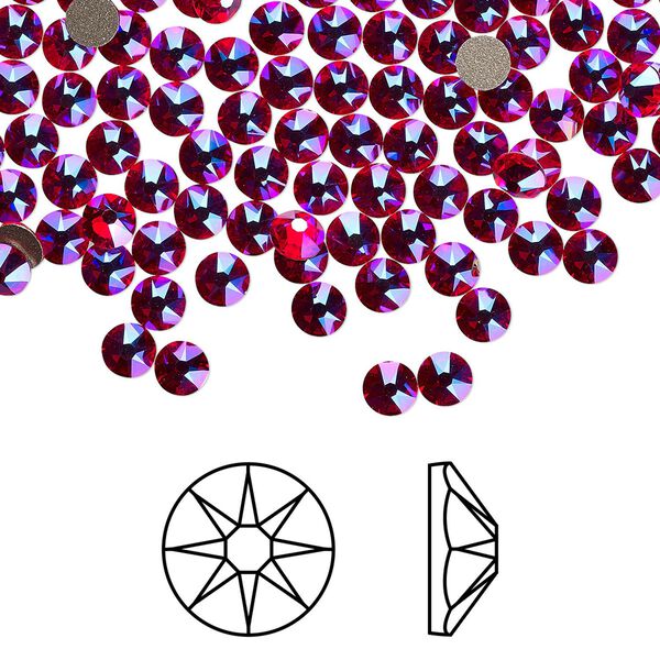 Flat back 1440pk light Siam shimmer foil back, Swarovski&reg; 3-3.2mm rose round SS12 2088 image number 0
