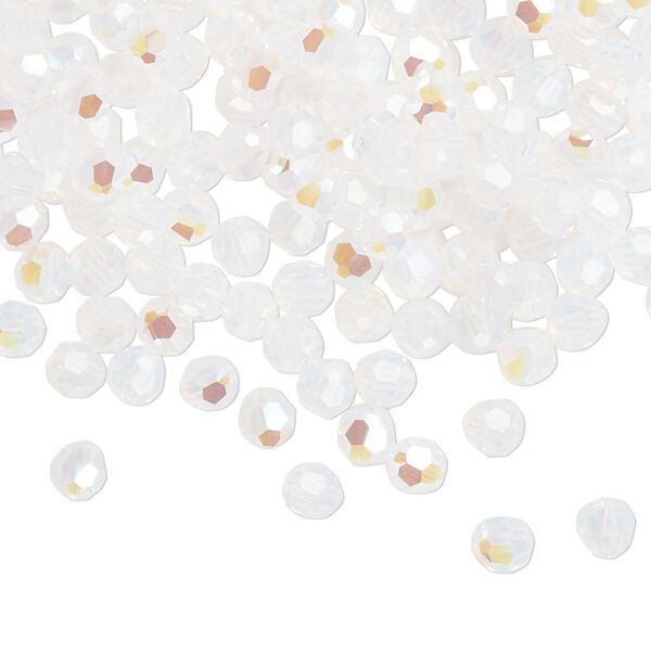 Bead 720pk white opal shimmer, Swarovski&reg; 4mm round 5000 image number 0
