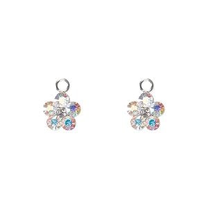 Charm, Preciosa&reg; crystal and sterling silver, crystal AB, 8mm single-sided flower. Sold per pkg of 2.
