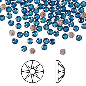Flat back 144pk crystal Bermuda blue foil back, Crystal Passions&reg; hotfix 3-3.2mm round SS12 2078