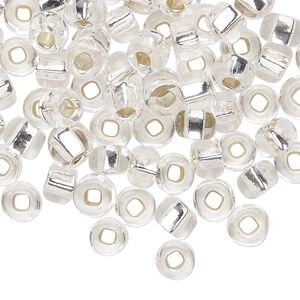 Seed bead, Preciosa Ornela Czech glass, pkg/500g, #2 rocaille, transparent silver-lined clear, (78102).