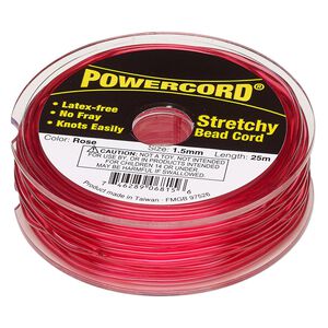 Cord, Powercord&reg;, elastic, rose, 1.5mm, 22-pound test. Sold per 25-meter spool.