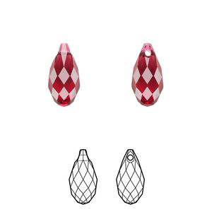 Briolette 24pk scarlet, Crystal Passions&reg; 13x6.5mm pendant drop 6010