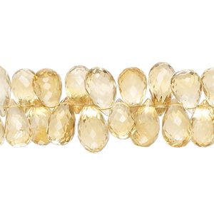 Citrine 1pkg1, hand-cut top-drilled micro-faceted teardrop bead 8 inch 10x5mm-12x7mm