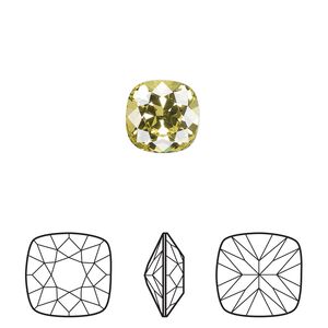 Fancy stone 6pk citrus green foil back, Crystal Passions&reg; 10mm cushion 4470