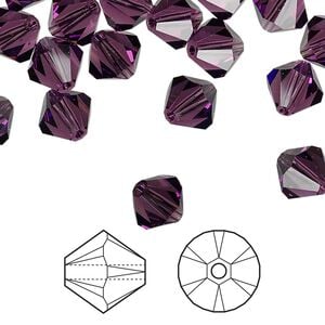 Bead 288pk amethyst, Swarovski&reg; 8mm XILION bicone 5328