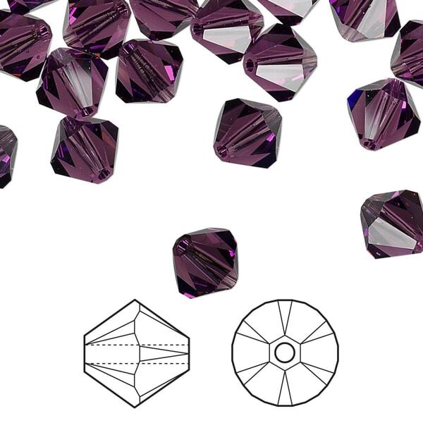 Bead 288pk amethyst, Swarovski&reg; 8mm XILION bicone 5328 image number 0