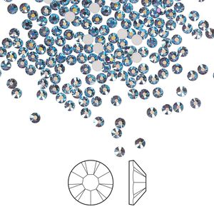 Flat back 144pk denim blue AB foil back, Preciosa MAXIMA Czech crystal rhinestone 2.1-2.3mm chaton rose round SS7