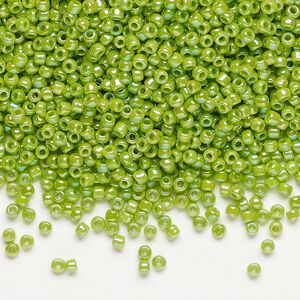 Seed bead, Dyna-Mites&trade;, glass, pkg/1/2kg, #11 round, opaque rainbow jade green, (745R 11/0 RR).