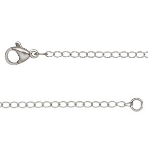 Chain 1pkg1 curb, 1.9mm / lobster claw clasp, stainless steel 16 inch