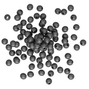 Bead 1pkg100 gunmetal-plated, 3mm round, brass