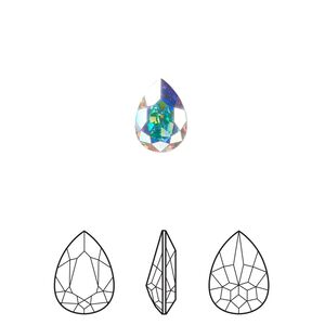 Fancy stone 144pk crystal AB foil back, Swarovski&reg; 10x7mm pear 4320