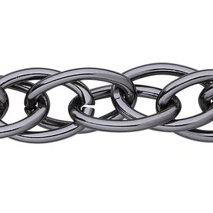Chain 1pkg1 cable, 17mm double, aluminum / anodized gunmetal 25 foot unfinished