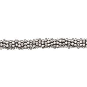 Bead 1pkg0.25troyoz sterling silver, 5x1mm beaded rondelle, antiqued