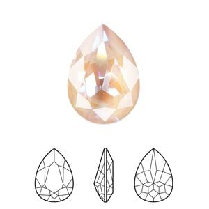 Fancy stone 6pk crystal dusty pink DeLite, Crystal Passions&reg; 18mm pear 4320