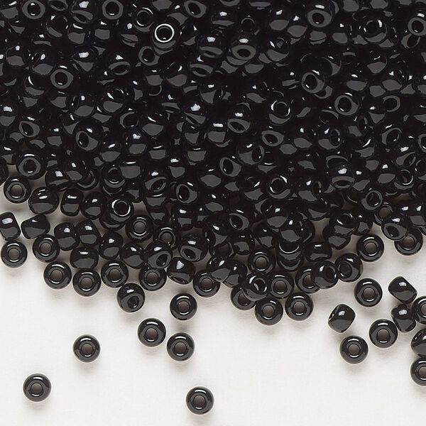 Seed bead, Miyuki, glass, pkg/250g, #8 rocaille, opaque black, (RR-401). image number 0