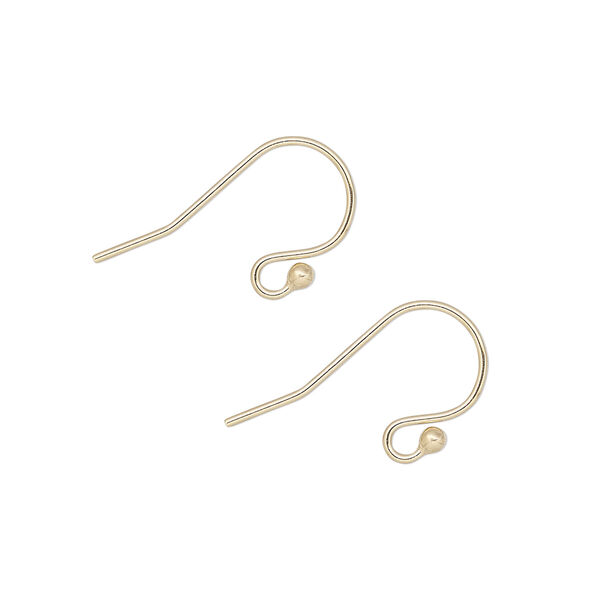 Ear wire, 14Kt gold-filled, 11mm fishhook with 2mm ball and open loop, 20 gauge. Sold per pair. image number 0