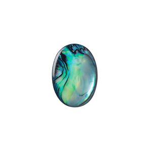 Cabochon, paua shell (coated / dyed), blue, 18x13mm calibrated oval, Mohs hardness 3-1/2. Sold per pkg of 4.