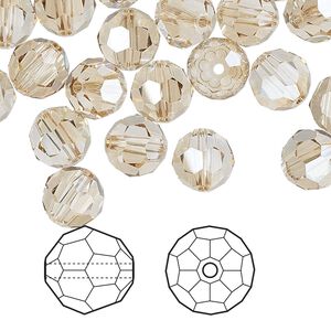 Bead 144pk crystal golden shadow, Crystal Passions&reg; 8mm round 5000