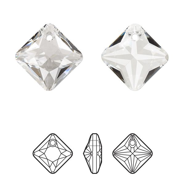 Drop 24pk crystal, Swarovski&reg; 16mm pendant princess cut 6431 image number 0