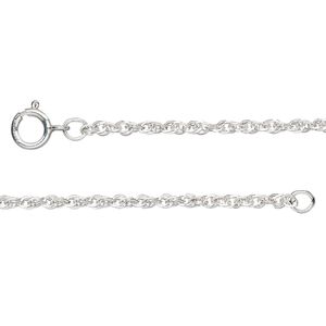 Chain 1pkg1 sterling silver rope, 1.8mm triple / springring clasp, 16 inch
