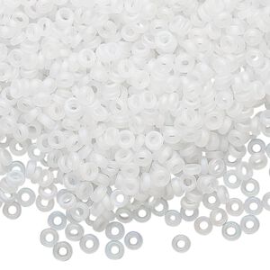Seed bead, Miyuki, glass, pkg/250g, 3x1.3mm spacer rondelle, translucent matte clear, (SPR3-131FR).