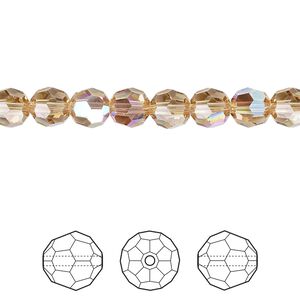 Bead 12pk light Colorado topaz shimmer, Crystal Passions&reg; 6mm round 5000