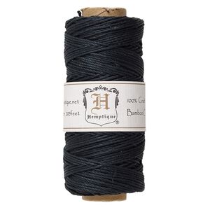 Cord, Hemptique&reg;, polished bamboo, black, 1mm diameter, 20-pound test. Sold per 205-foot spool.