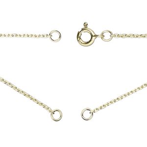 Chain 1pkg1 sterling silver cable, 1.2mm necklace component / 3.5mm jump ring / springring clasp, "vermeil" 18.75 inch