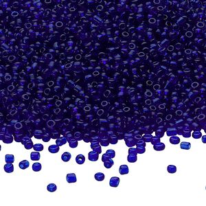 Seed bead, Ming Tree&trade;, glass, pkg/1 pound, #11 round, transparent royal blue.