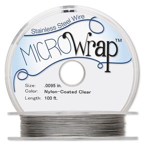 Wire, MICROWrap&trade;, nylon-coated stainless steel, clear, 1 strand, 0.0095-inch diameter, 3.5-pound test, 30 gauge. Sold per 100-foot spool.