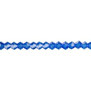 Bead 1pk transparent medium blue, Celestial Crystal&reg; 4mm bicone 15.5-16 inch