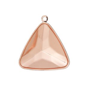 Drop, Almost Instant Jewelry&reg;, copper-plated brass, 27mm faceted triangle with 23mm triangle setting. Sold per pkg of 2.