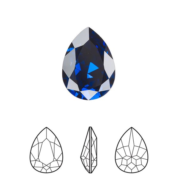 Fancy stone 1pk dark sapphire foil back, Crystal Passions&reg; Regenerated 18x13mm pear 4320 image number 0