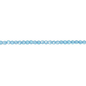Glass 1pkg1, faceted round bead 14 inch transparent turquoise blue AB 2mm