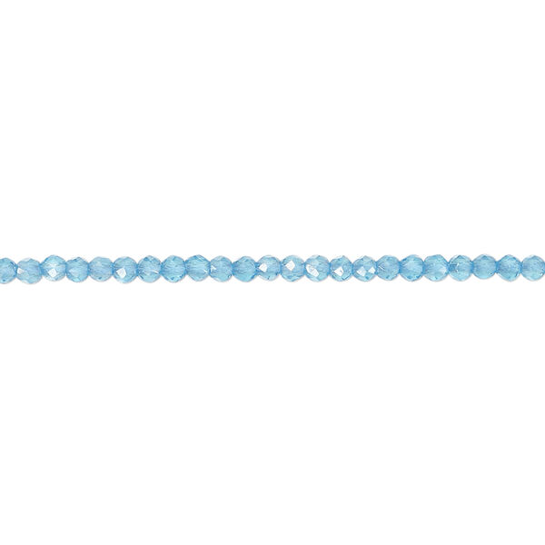 Glass 1pkg1, faceted round bead 14 inch transparent turquoise blue AB 2mm image number 0