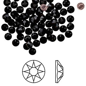 Flat back 1440pk jet foil back, Swarovski&reg; hotfix 3.8-4mm rose round SS16 2078HF