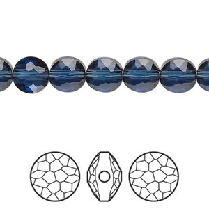 Bead 4pk Montana, Crystal Passions&reg; 8mm puffed round 5034
