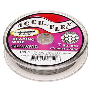 Beading wire, Accu-Flex&reg;, nylon and stainless steel, clear, 7 strand, 0.012-inch diameter. Sold per 100-foot spool.