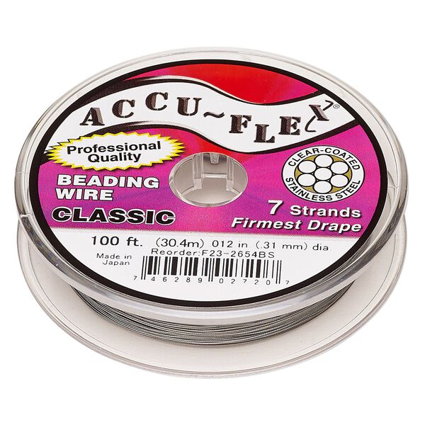 Beading wire, Accu-Flex&reg;, nylon and stainless steel, clear, 7 strand, 0.012-inch diameter. Sold per 100-foot spool. image number 0