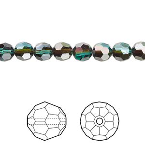 Bead 12pk blue zircon red magma, Crystal Passions&reg; 6mm round 5000