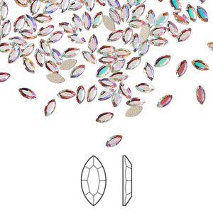 Flat back 1440pk crystal AB foil back, Preciosa MAXIMA Czech crystal rhinestone 4x2mm navette