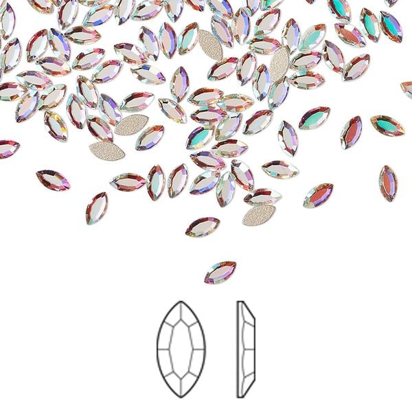 Flat back 1440pk crystal AB foil back, Preciosa MAXIMA Czech crystal rhinestone 4x2mm navette image number 0