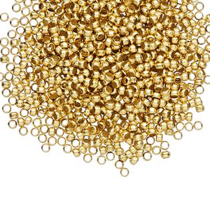 Crimp 1pkg1000 gold-finished, 1.9x1.6mm round / 1.25mm inside diameter, brass