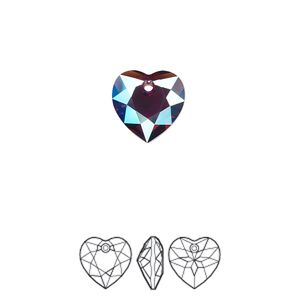 Drop 2pk amethyst shimmer, Crystal Passions&reg; 10.5mm pendant heart cut 6432