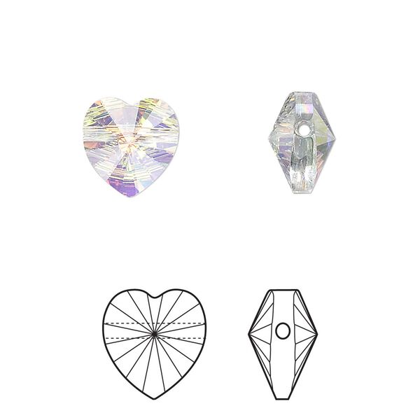 Bead 288pk crystal AB, Swarovski&reg; 10mm heart 5742 image number 0